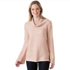 Calvin Klein Stripe Lurex Cowl Neck Sweater Blush/Gold Lurex SIZE S